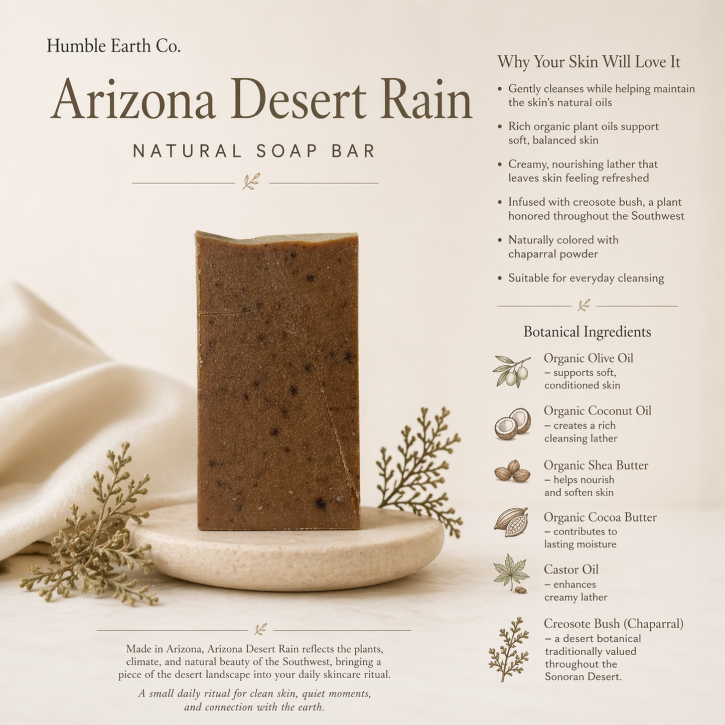 Arizona Desert Rain Body Bar Soap | Creosote Infused