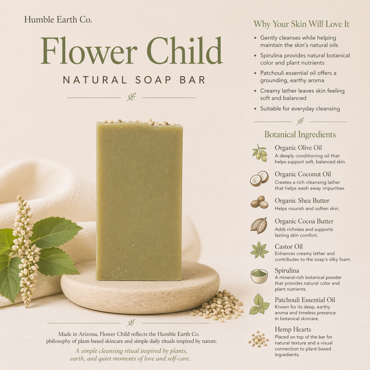 Flower Child Body Bar Soap | Patchouli Dark