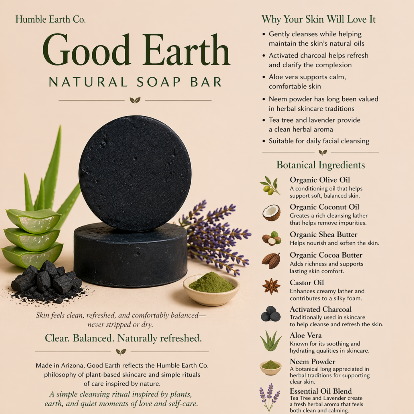 Good Earth Facial Soap | Charcoal Neem Tea Tree