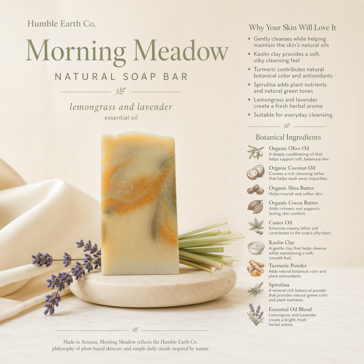 Morning Meadow Body Bar Soap | Lemongrass Lavender